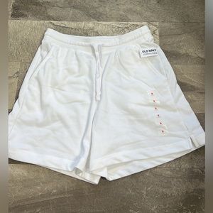 Small, white, old navy sweat shorts